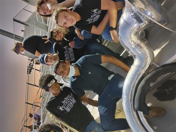 Little Rattler Night: Middle School students in football stands.